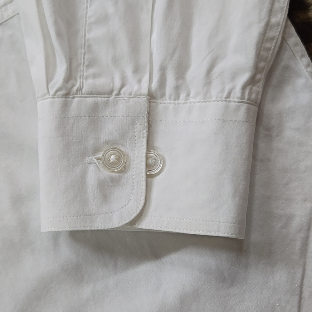 Retro 90s Looney Toons Daffy Duck White Cotton Button Up Shirt Vintage 1990s - Picture 12 of 16